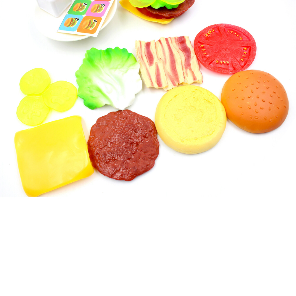 おもちゃ おままごと ハンバーガーセット 食材 プラスチック キッチン 組み合わせ遊び ごっこ遊び 指先遊び 子供 知育おもちゃ 男の子 女の子 6歳 誕生日 プレゼント ギフト 入園祝い
