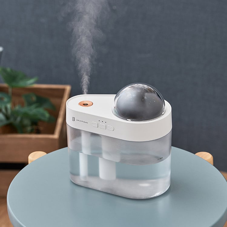 充電式プラネタリウム加湿器 超音波式加湿器 プラネタリウム 家庭用 小型 3色のLEDライトが選べる 連続運転と程よく潤う間欠運転の2つの噴霧モードを搭載  LCAHF020