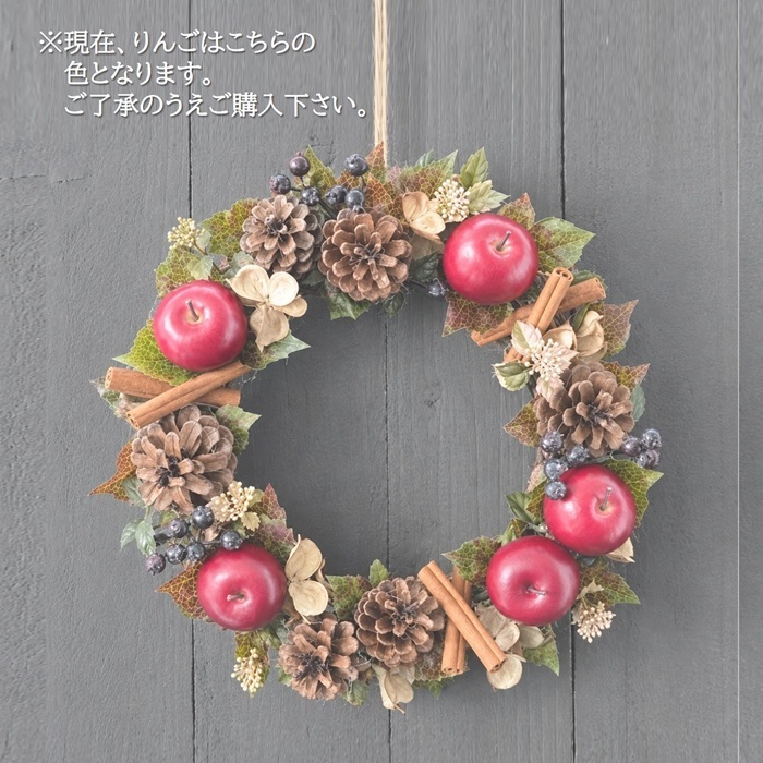 大人かわいいシックな秋リース 25cm リース 秋 りんご 手作りキット 秋リース シック 玄関 造花 記念品 誕生日