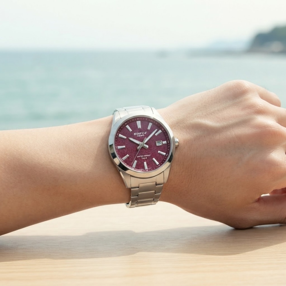 カシオ エディフィス 腕時計 メンズ レッド シルバー CASIO EDIFICE 海外モデル 40mm 100m防水 ステンレス メタル 日付 カレンダー スポーツ 車 モータースポーツ おしゃれ プレゼント ギフト 成人 卒業 入学