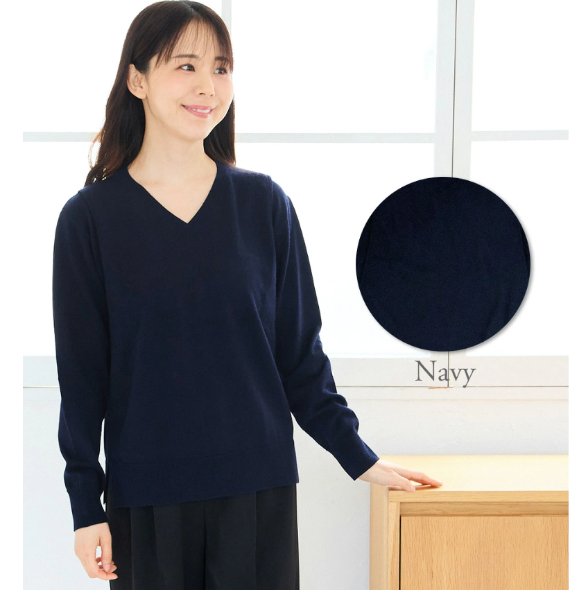 【送料無料】授乳服〈授乳/マタニティ〉Vネックニットトップス