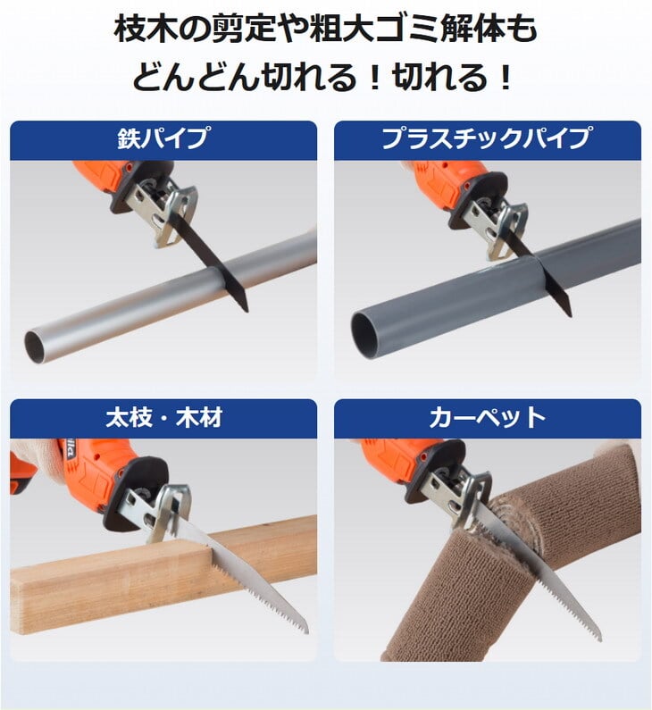 充電式コードレス電動ノコギリ6点セット 防刃手袋付き