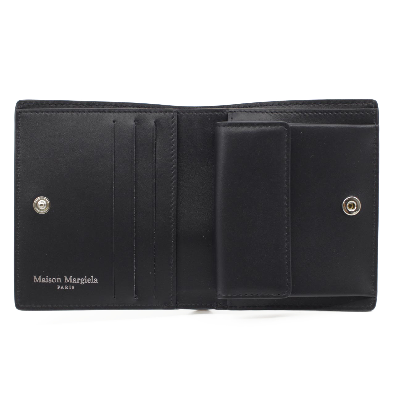 メゾン マルジェラ　Maison Margiela　二つ折り財布　SA3UI0007 P4745 T8103　ブラック　グレインレザー　4ステッチ バイフォールド ウォレット　コンパクト財布　シンプル ミニウォレット
