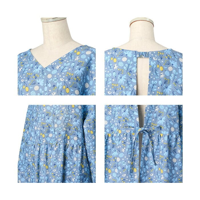 かっぽう着 オシャレ 通販 割烹着 スモック エプロン かぶり かぶる かぶりエプロン レディース 女性 保育士 介護士 お洒落 大人 かわいい 長袖 シンプル フラワー 花柄 おしゃれ 可愛い ワンマイルウェア ゆったり 体型カバー キッチンファブリック