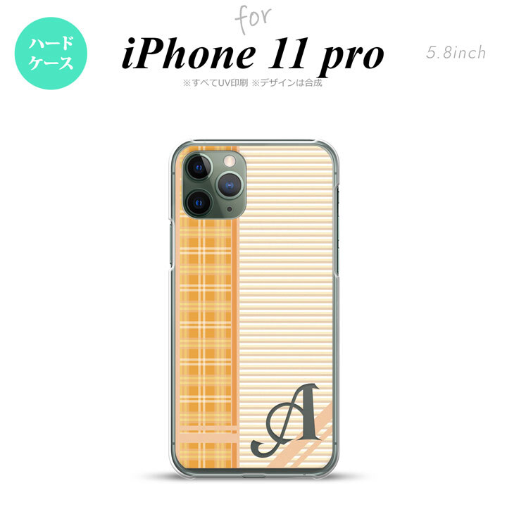 iPhone11Pro iPhone11 Pro スマホケース ハードケース チェック ボーダー オレンジ +アルファベット メンズ レディース nk-i11p-1602i