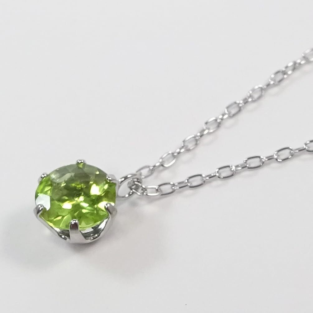 シルバー枠 ペリドット一粒ペンダントネックレス 約1.0ct天然石 SILVER925小豆チェーン40cm 8月の誕生石【送料無料】【レディース,激安,特価,通販】