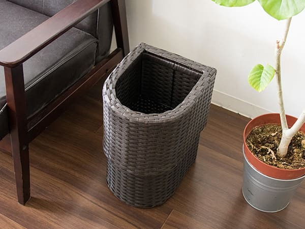 ゴミ箱 ダストボックス ラタン調 袋が見えない 隠す 洗える 15L Diario ディアリオ おしゃれ 宮武製作所 オシャレ 小型 軽量 軽い アジアンテイスト キッチン リビング 寝室 コンパクト スリム かわいい 半円 半楕円形 人工ラタン