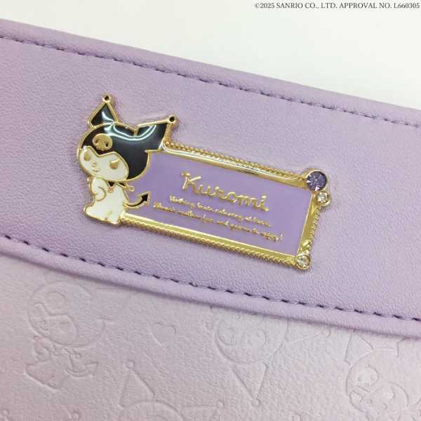 クロミ 口金財布 がま口 財布 レディース 二つ折り コンパクト サンリオ キャラクター グッズ 合皮 型押し ロゴ メタルプレート おしゃれ かわいい プレゼント ギフト サンリオ正規ライセンス品