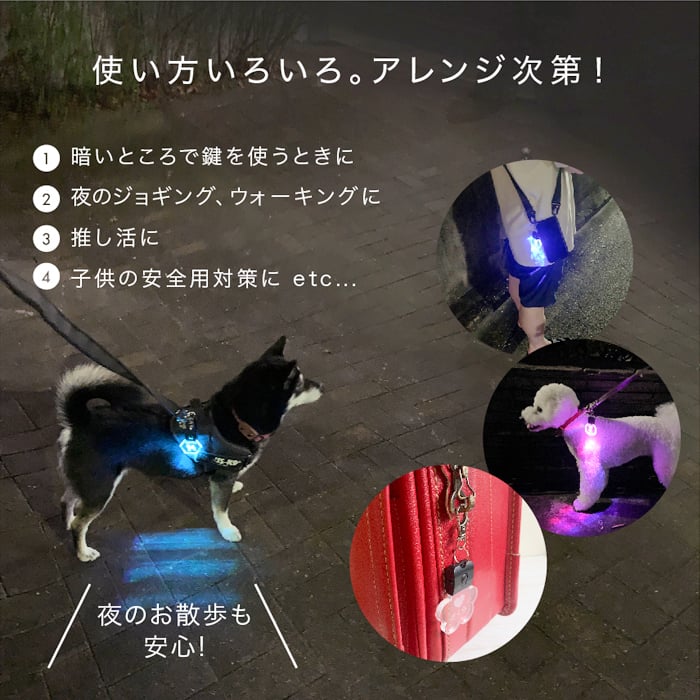 光る迷子札 48種の犬シルエット 保証書付き 散歩 ライト 夜道 充電式 夜の散歩 名前入り 電話番号 LED 交通安全 かわいい 夜間 ネームプレート USB 充電 夜散歩 事故防止 セーフティライト キーホルダー