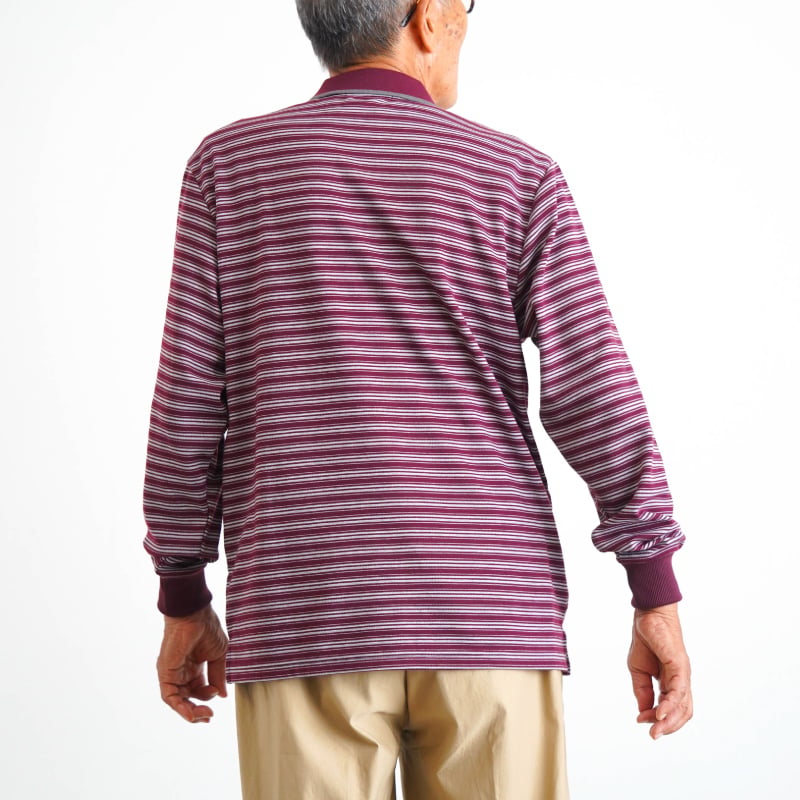 シニアファッション メンズ 80代 70代 60代 90代 秋冬 あったか 長袖 ボーダー 裏微起毛 長袖 ポロシャツ おじいちゃん 服 誕生日 プレゼント 紳士服 男性 祖父 お年寄り 老人 高齢者 ギフト（cki-mt8-81343883）