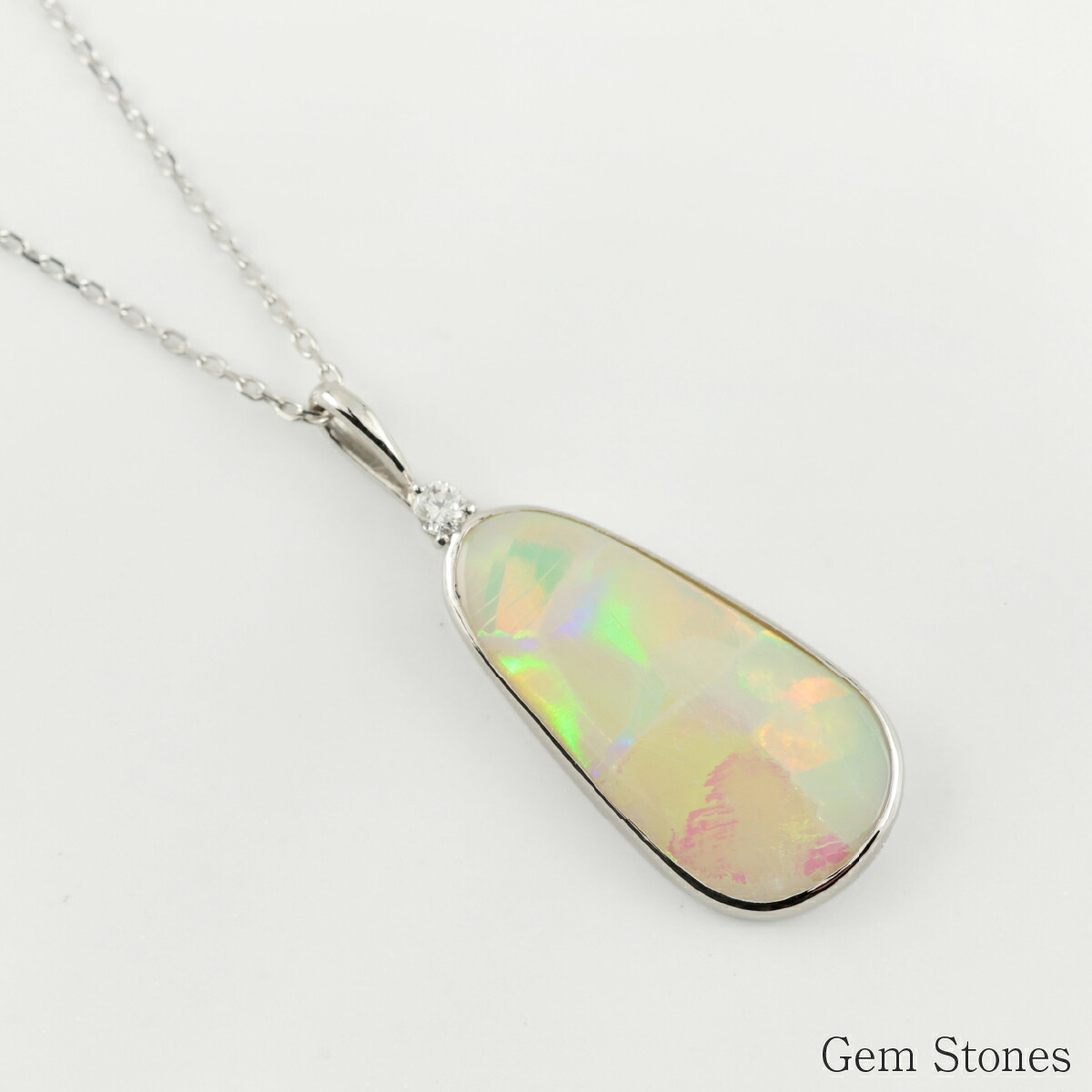 オパール ネックレス 2.344ct ダイヤモンド プラチナ Pt900 ペンダント シンプル エレガント 上品 レディース 宝石 ダイヤ 一粒 一石 ジュエリー 10月 誕生石 プレゼント