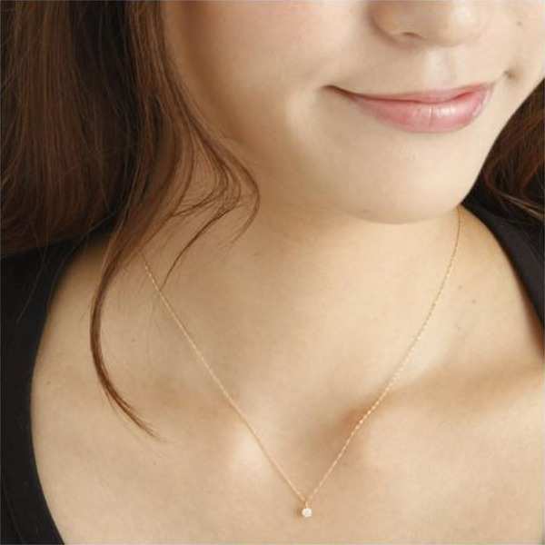 ネックレス レディース K18PG ピンクゴールド ダイヤモンド 0.1ct ペンダント スクリューチェーン シンプル 華奢 18金 ダイヤ 誕生石 ジュエリー アクセサリー ギフト プレゼント
