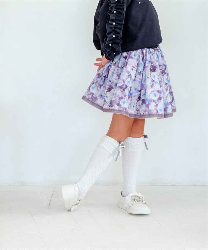 Rora 子供服 通販 キッズスカート チュチュスカート ピアノ発表会 結婚式フォーマル 卒園式入学式 フォーマル ウエストゴム フレアスカート ボリュームスカート チュールスカート アンティーク調 ガーリーレトロ ふんわり可愛い お出かけ着 小学生