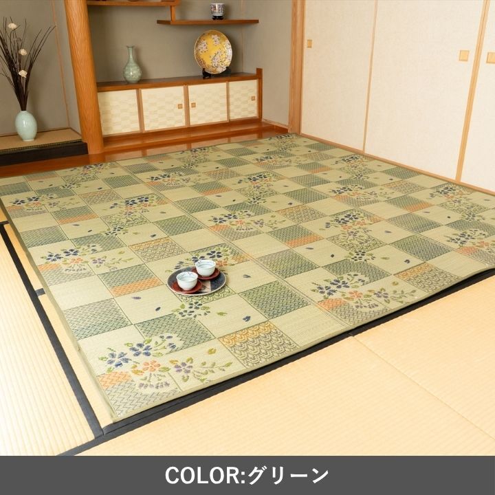 夏ラグ 夏用カーペット 敷物 帖物 い草 ラグ カーペット 自然素材 『綾花』 グリーン 87×174cm 抗菌 防臭 DIY 井草 イグサ いぐさ 新生活