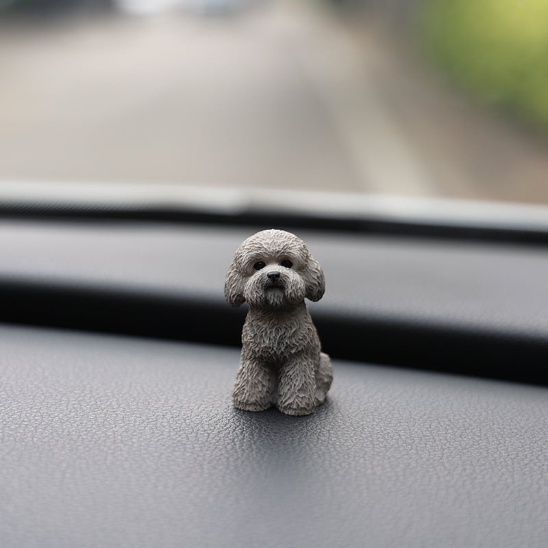 犬 置物 2個セット ミニチュア トイプードル テディ オブジェ 樹脂製 かわいい アニマル 車載 インテリア ダッシュボード 卓上 飾り 小型 デコレーション 雑貨 プレゼント