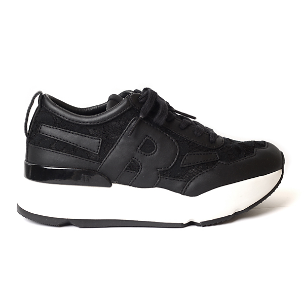 ルコライン スニーカー ルコライン 靴 RUCO LINE RUCO-021BK PIZZO CALF PU レース生地 合皮 ブラック 黒 Rマーク 新ソールタイプ ローカット ファスナー無し