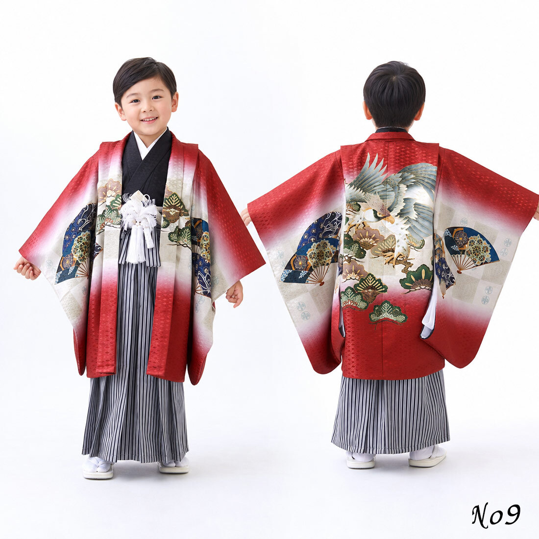 七五三 着物 男の子 5歳 袴 PO-112 購入 販売 鷹兜松 鷹 兜 男児 753 羽織袴 羽織 袴セット 男の子袴 セット 和装 レトロ 龍 子供 五歳 5才 お正月 ボーイズ