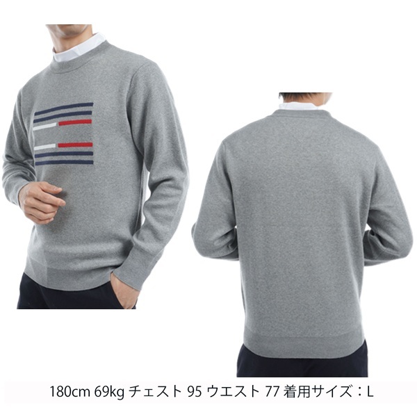 トミーヒルフィガー ゴルフ メンズ ビッグフラッグ クルーネックセーター TOMMY HILFIGER GOLF THMA459 秋冬モデル お誕生日祝い お祝い 記念品 お父さん 父の日 彼氏 男性 30代 40代 50代 60代  還暦祝い 敬老の日 人気プレゼント プレゼント