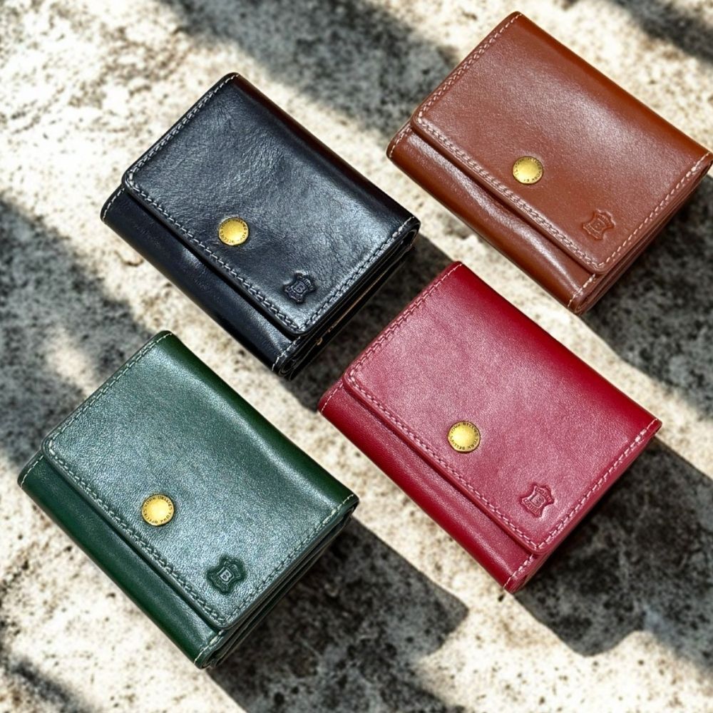 ベリーズヨーク 三つ折り財布 メンズ レディース 本革 牛革 がま口 小銭入れ コンパクト財布 カード収納 ブラック ブラウン グリーン レッド 誕生日 プレゼント ギフト BELLIES YORK 成人 卒業 入学