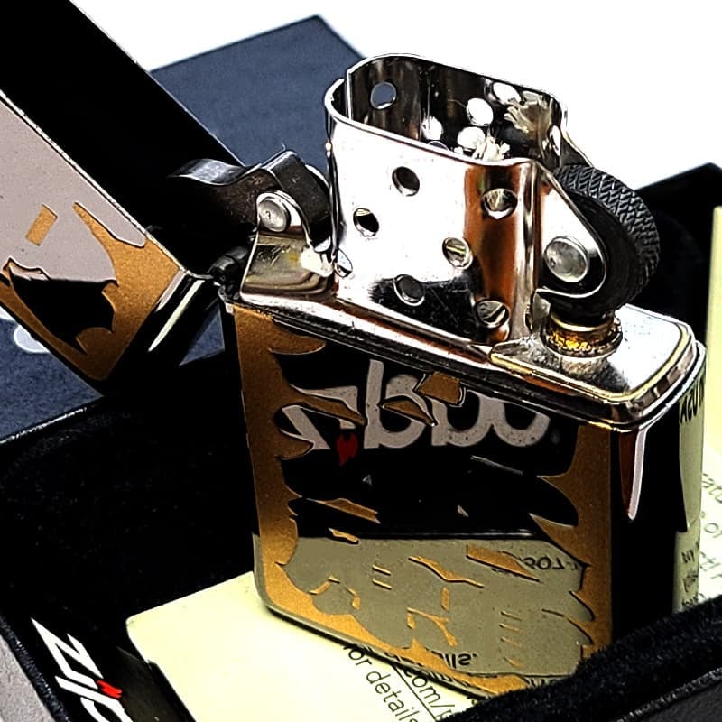 ZIPPO ライター 四字熟語 他力本願 ジッポ 和柄 ユニーク 漢字 彫刻 ユーモア 色差し イエロー おしゃれ ブラックニッケル かっこいい ギフト エッチング 黒 メンズ プレゼント