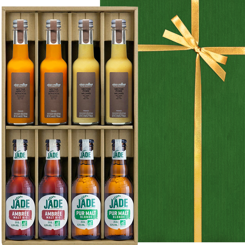 お歳暮 5000円 ビール ジュース 8本 詰め合わせギフト【無料 リボンラッピング メッセージカード】フランス オーガニック ビール 高級 ネクター ジュース 梨 アプリコット おしゃれ 出産内祝い 熨斗 家族 友人 お祝 送料無料