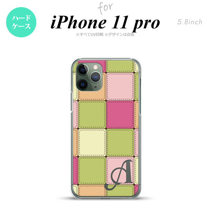 iPhone11Pro iPhone11 Pro スマホケース ハードケース パッチワーク ミックスF 緑 +アルファベット メンズ レディース nk-i11p-1676i