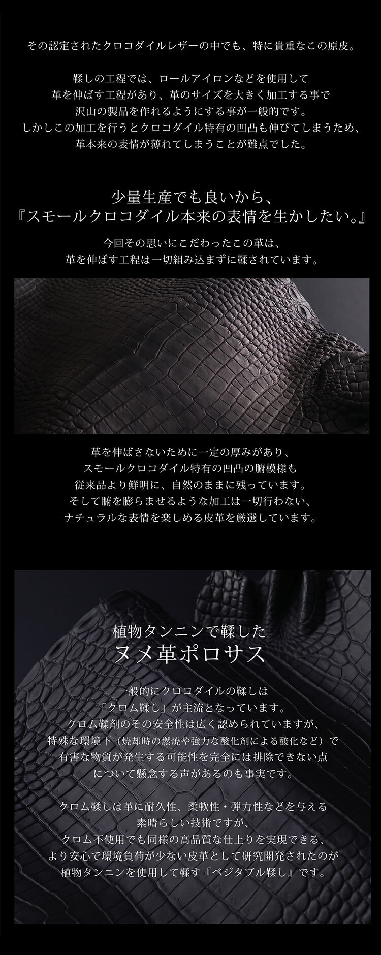 スモールクロコダイル 二つ折り財布 コンパクト財布 日本製 GranCroco 一枚革 ポロサス センター取り ヌメ革 植物 タンニン 鞣し マット 加工 ベジタブル ICFA LWG 認定 鰐革 保証書付 JRA 4FA (No.06002006)