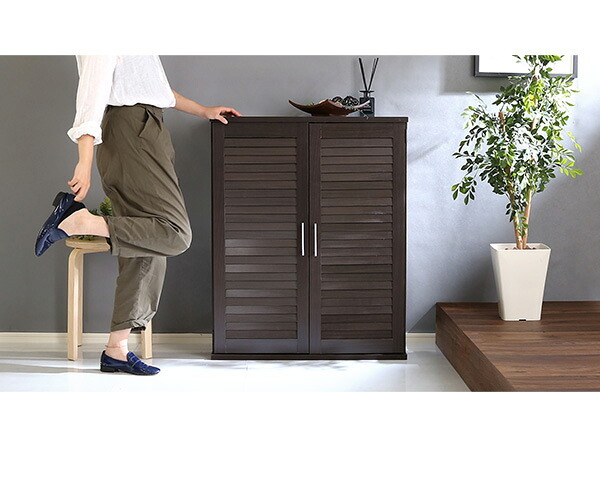 収納家具 ラック ルーバーシューズボックス 2個組 75cm幅 Dion-ディオン- ルーバー SLB-9075SET--NA ナチュラル 幅75x奥34x高93cm ホームテイスト インテリア ルーバー式シューズボックス 下駄箱 玄関収納 幅75