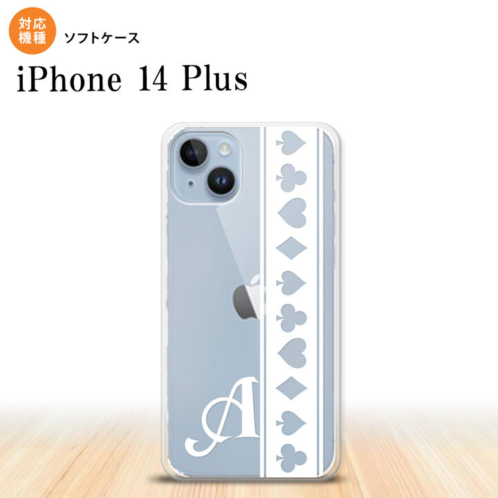 iPhone14 plsu iPhone14 plsu スマホケース 背面ケースソフトケース トランプ 帯 白 クリア +アルファベット 2022年 10月発売 nk-i14pl-tp529i