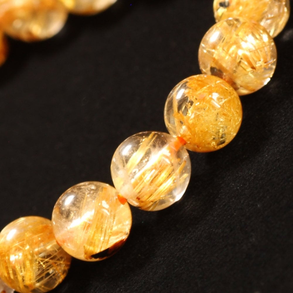 天然石ブレスレット【立体感とあふれる華やかさ】8mm ゴールドルチルクォーツ 艶感 一点物【GHB191】浄化発送 京海堂