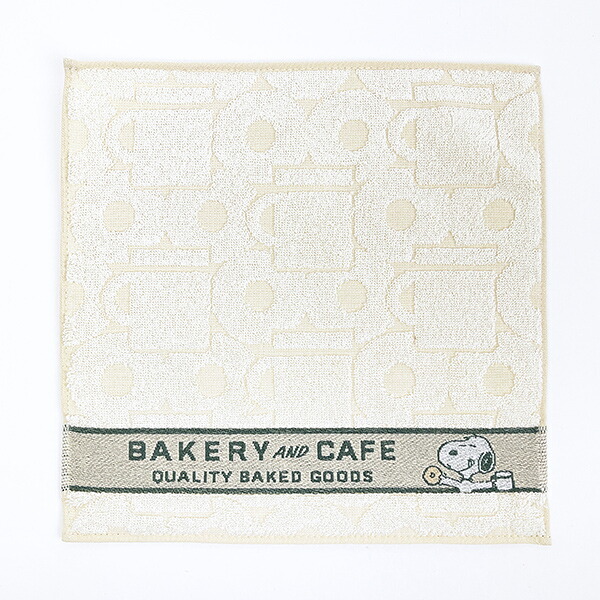 スヌーピー ミニタオル BAKERY＆CAFE グリーン ハンカチ SNOOPY