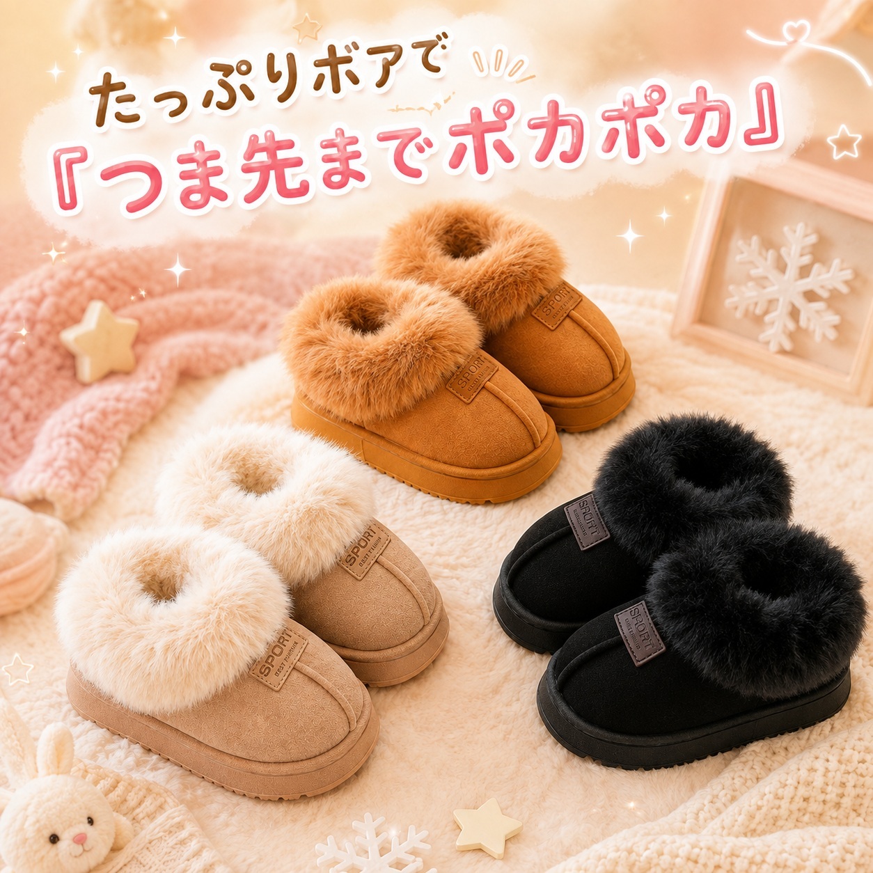 【ふわもこファーが暖かいキッズムートンブーツ】 キッズ ムートンブーツ スリッポン ボアブーツ 16cm～22cm 履きやすい 厚底 男の子 女の子 防寒 軽量 おしゃれ あったか 秋 冬 こども 靴 ショートブーツ