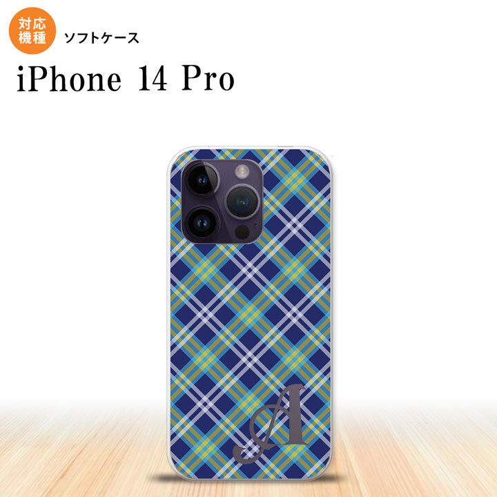iPhone14 Pro iPhone14 Pro スマホケース 背面ケースソフトケース チェック A 青 +アルファベット 2022年 9月発売 nk-i14p-tp437i
