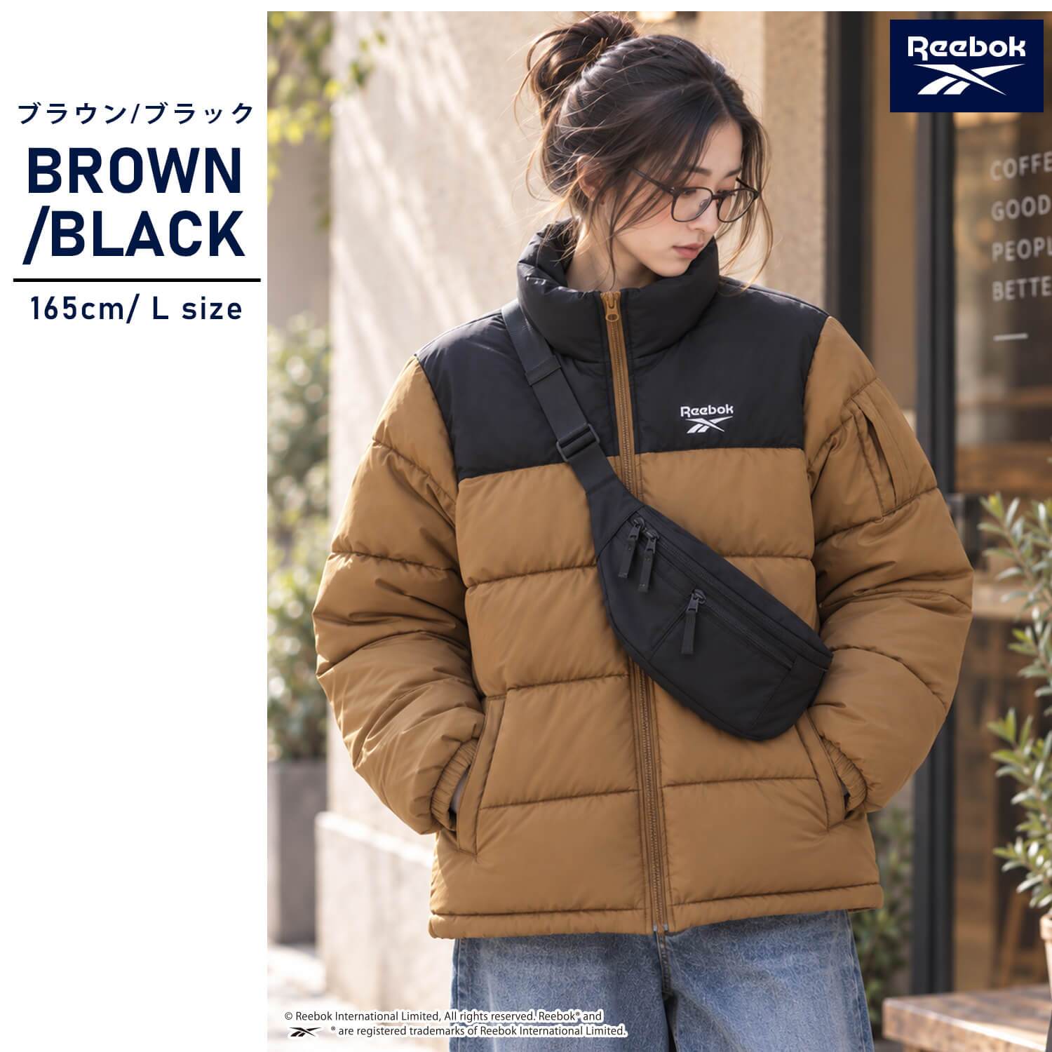 Reebok リーボック 中綿ジャケット レディース 長袖 アウター スタンドカラー フルジップ  軽量 防寒 あたたかい ロゴ スポーツ ブランド 大きいサイズ ゆったり ユニセックス 大人 カジュアル アウター 春 秋 冬 M L LL 黒 別注 2026fw karlas