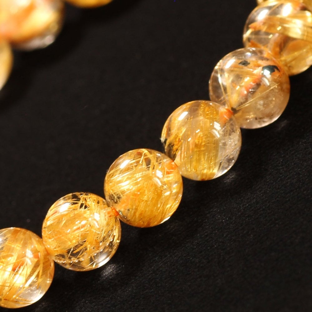 天然石ブレスレット【立体感とあふれる華やかさ】8mm ゴールドルチルクォーツ 艶感 一点物【GHB191】浄化発送 京海堂