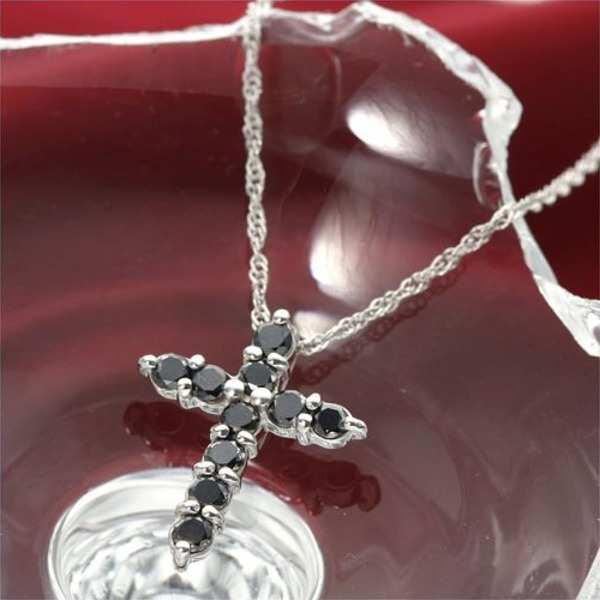 ネックレス K18 ブラックダイヤモンド 0.3ct クロス ペンダント 18金 ゴールド メンズ レディース 十字架 天然石 ジュエリー アクセサリー ギフト プレゼント