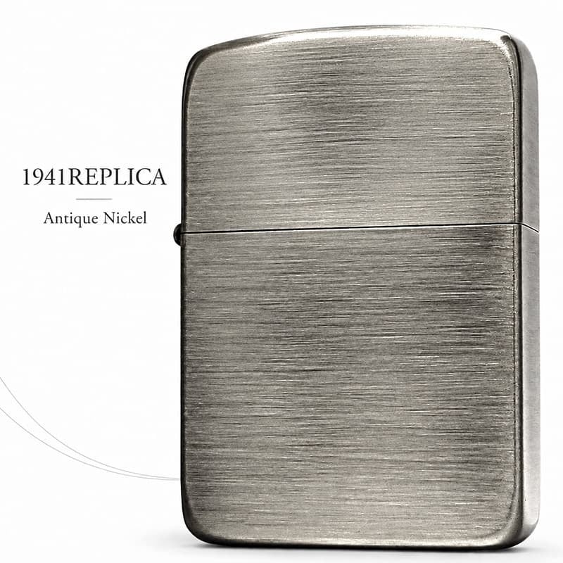 ZIPPO ライター 1941復刻 レプリカ ジッポ アンティークニッケル 銀古美 シルバー シンプル スタンダード 丸角 かっこいい おしゃれ メンズ ギフト