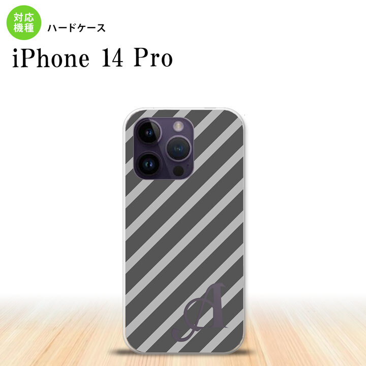 iPhone14 Pro iPhone14 Pro スマホケース 背面ケース ハードケース ストライプ グレー +アルファベット 2022年 9月発売 nk-i14p-711i