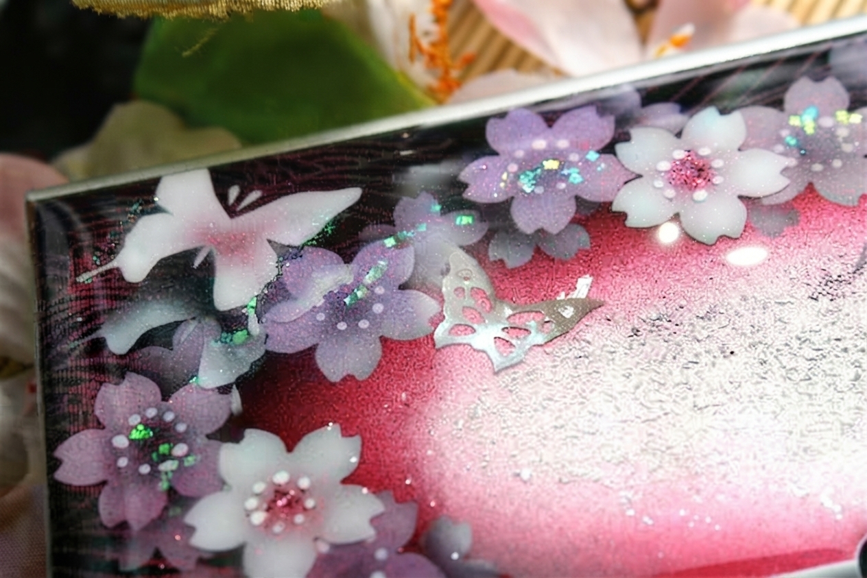 名刺入れ『値』和柄 和風 カードケース 夜桜 伝統工芸 職人 手作り 名入れ 記念日 誕生日 ギフト 送料無料 和風 ハンドメイド 立体彩色 螺鈿風 20代 40代 50代 プレゼント お祝い 還暦 退職 卒業