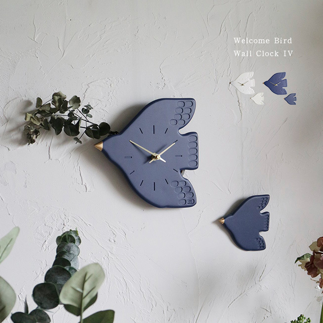 Welcome Bird Wall Clock IV[掛け時計 おしゃれ 北欧 壁掛け時計 鳥 モチーフ ウォールクロック 静音 スイーブ秒針 掛時計 カチカチ 音がしない インテリア 雑貨 壁飾り 時計 ウォールコレクション セット ナチュラル 可愛い]