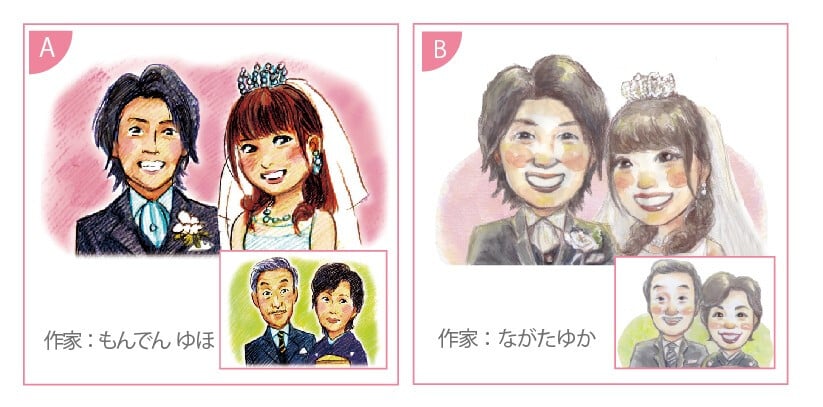 名前詩 「2人用似顔絵タイプ」 ネームインポエム　選べる似顔絵テイスト　父の日　母の日　ウェディングギフト　ウェルカムボード　両親プレゼント　結婚祝い　結婚式　長寿祝い　敬老の日　ラッピング可