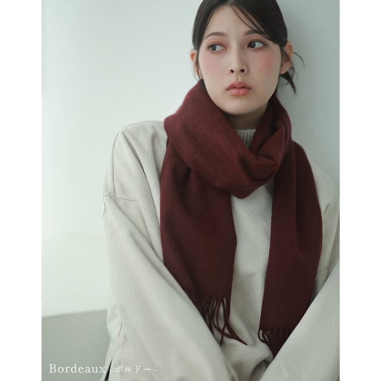 ＜刺繍納期注意＞カシミヤ マフラー レディース カシミヤ100% カシミヤマフラー 【ネコポスで送料無料】【名入れ刺繍可能】 レディースマフラー メンズ 厚手 無地 チェック 秋 冬 母 女性 ブランド ギフト プレゼント 24色 7F (02000014r)