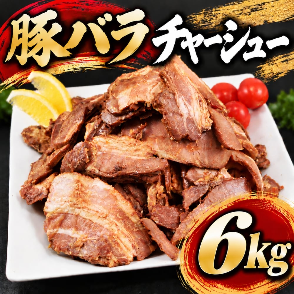 豚バラチャーシュー スライス 6kg(1kg×6袋) 端材 訳あり チャーシュー 豚肉 ラーメン トッピング 炒飯 チャーシュー丼 おかず