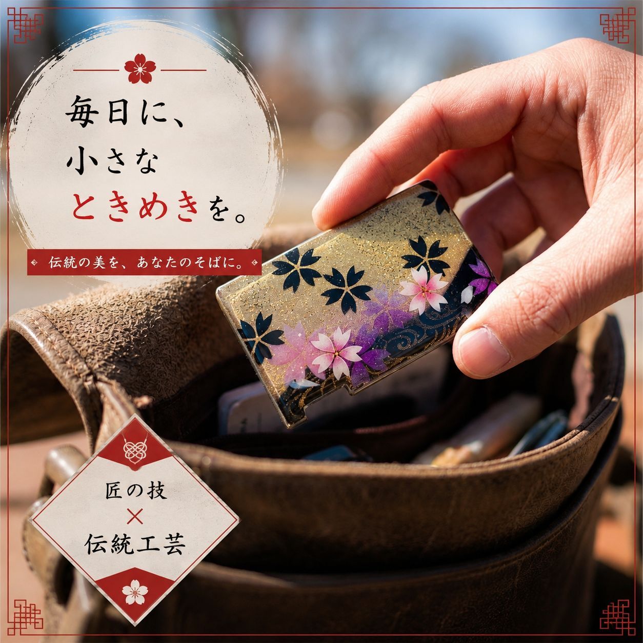 匠の技！和柄ペアMINTIAケース「絵」ミンティア フリスク 名入れ 職人 手作り ハンドメイド 送料無料 伝統工芸 桜 和モダン 和風 和雑貨 ギフト プレゼント