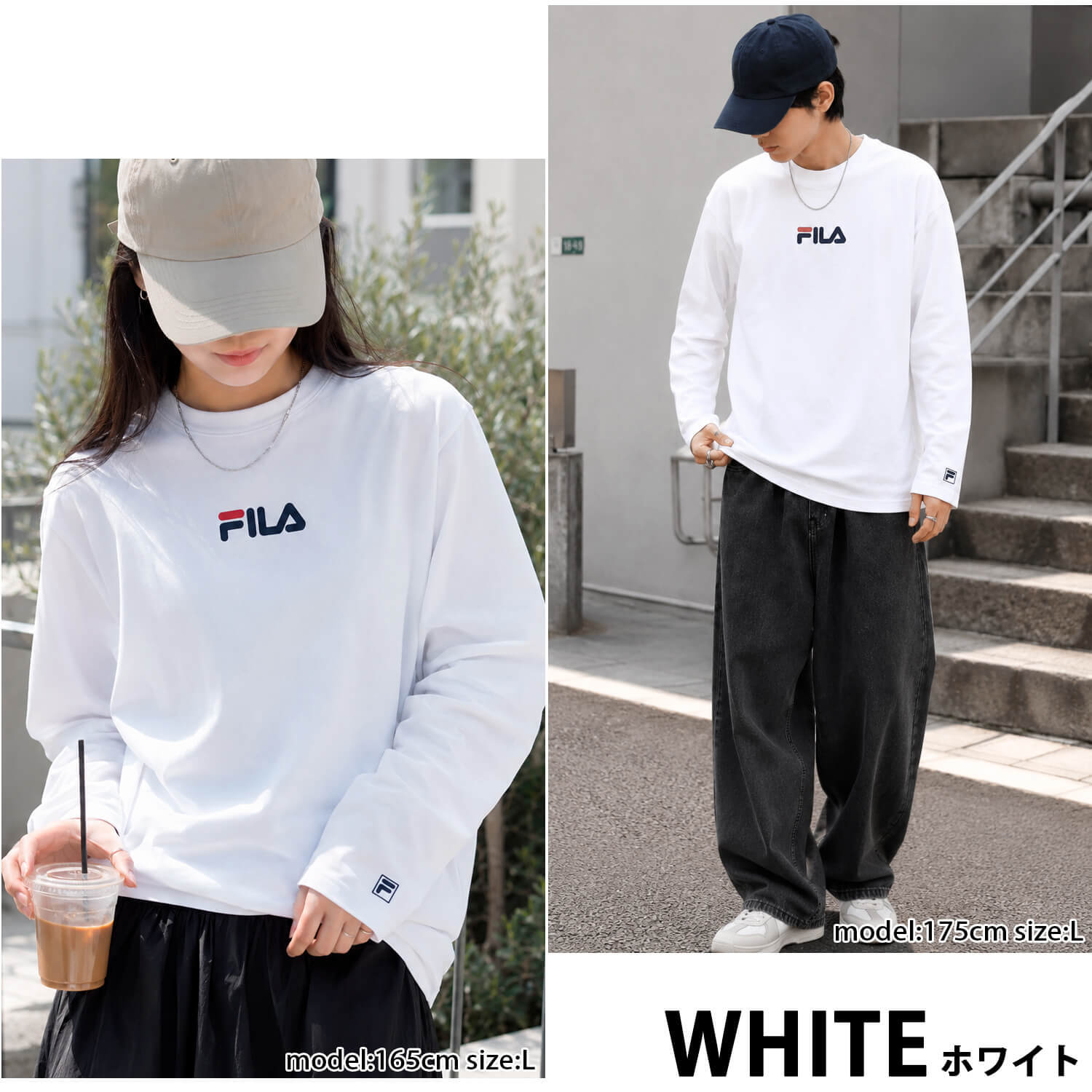  FILA フィラ Tシャツ メンズ 長袖 クルーネック 丸首 カットソー ロンT ブランド ロゴ プリント 無地 シンプル 綿混 おしゃれ  ゆったり 大きいサイズ  M L LL 3L 黒 白 紺 中学生 高校生 karlas
