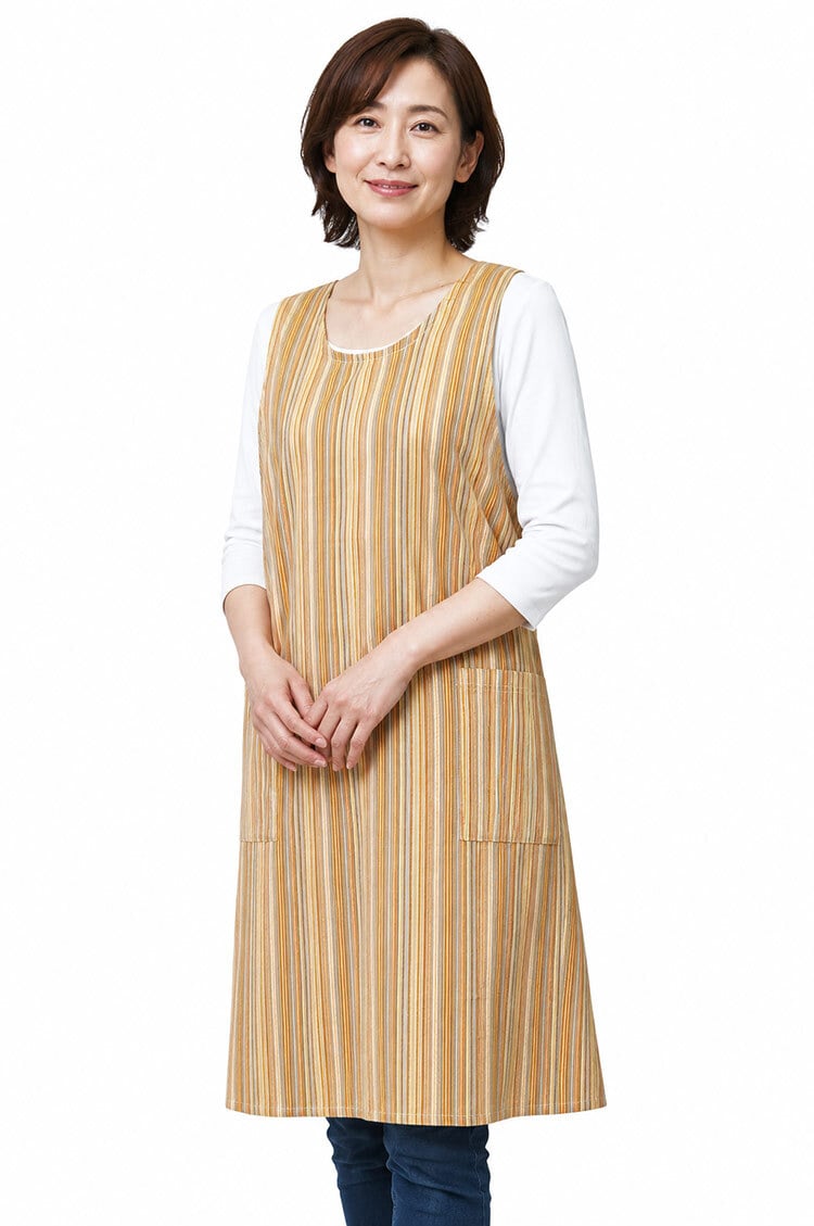 エプロン ロング しじら織り 日本製 1250  MA-02 前掛け 夏 レディース 母の日 ギフト クロスエプロン 敬老の日 プレゼント オシャレ エンジ からし 生成り 緑 からし お母さん