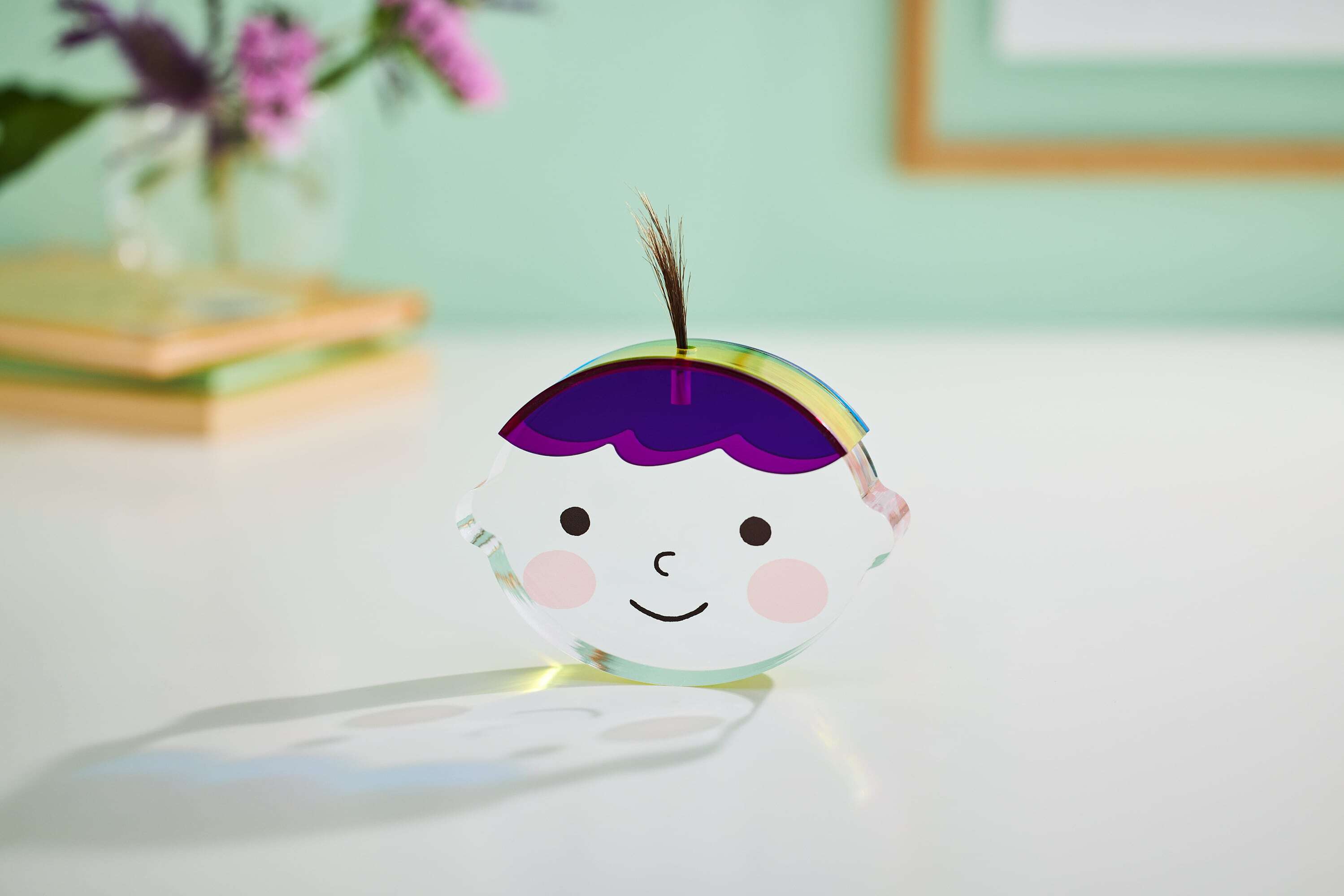 アクリルkittoko【D】(purple × yellow × blue) ファーストヘア ファーストカット 出産祝い お誕生日 ギフト プレゼント