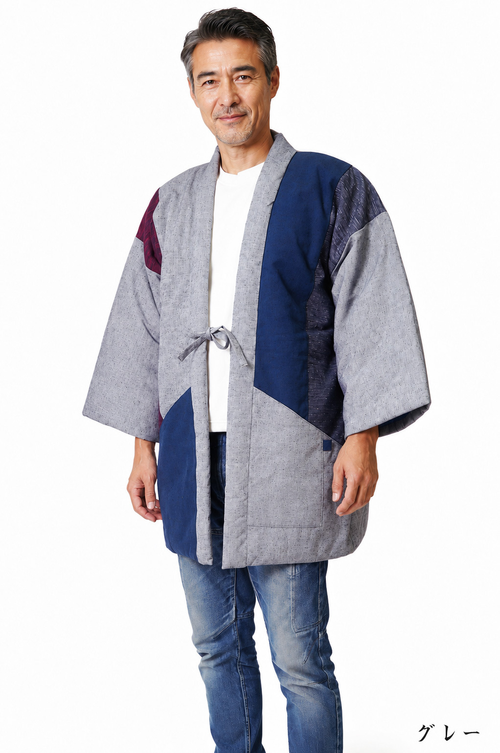 綿入り はんてん 日本製 半天 どてら メンズ 紬切り替え 7270 MI-04 冬 丹前 はんてん 還暦 ちゃんちゃんこ ハンテン 部屋着 ルームウエア