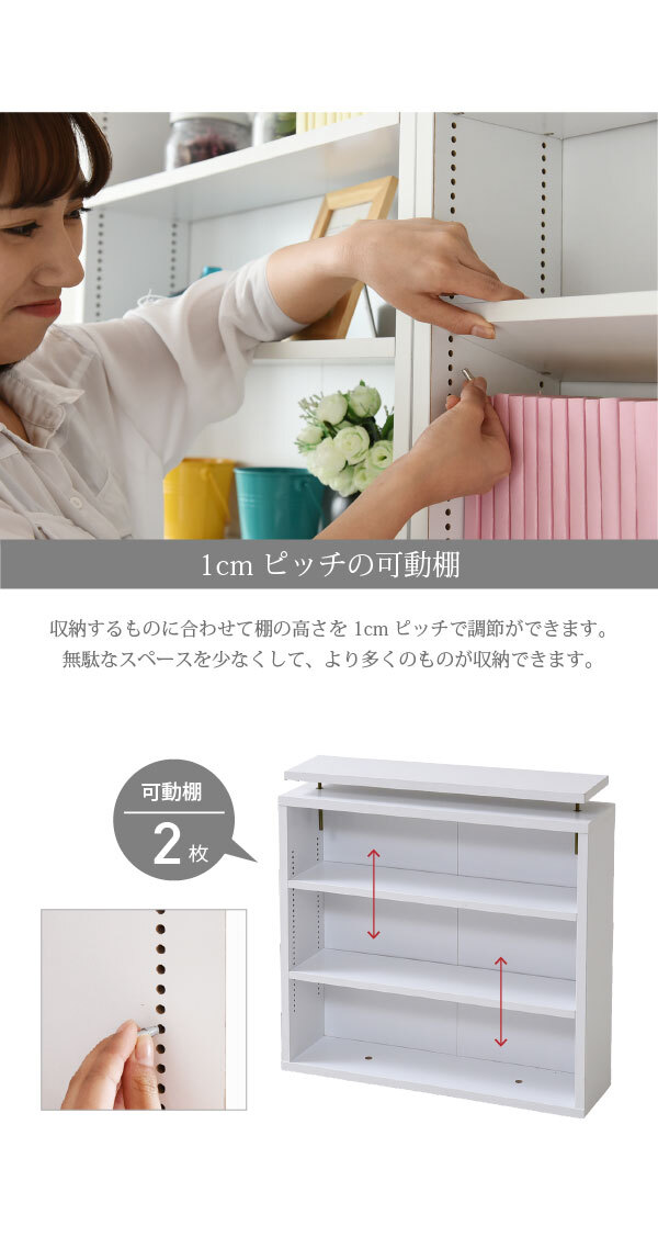 ラック 1cmピッチ 薄型 大容量 文庫本 上置き 幅60 本棚 壁面収納 突っ張り 木製 コミック 本収納 ぶんこ本 マンガ CD ブルーレイ 新生活