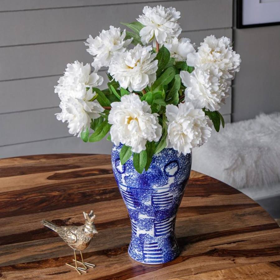 シノワズリ ピッチャー 花瓶 フラワースタンド ブルー＆ホワイト 陶器